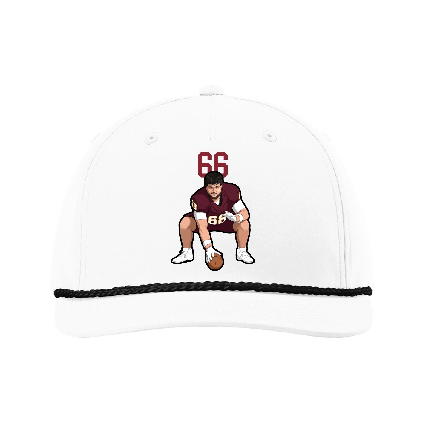 Five-Panel Classic Rope Cap — Number Top in White