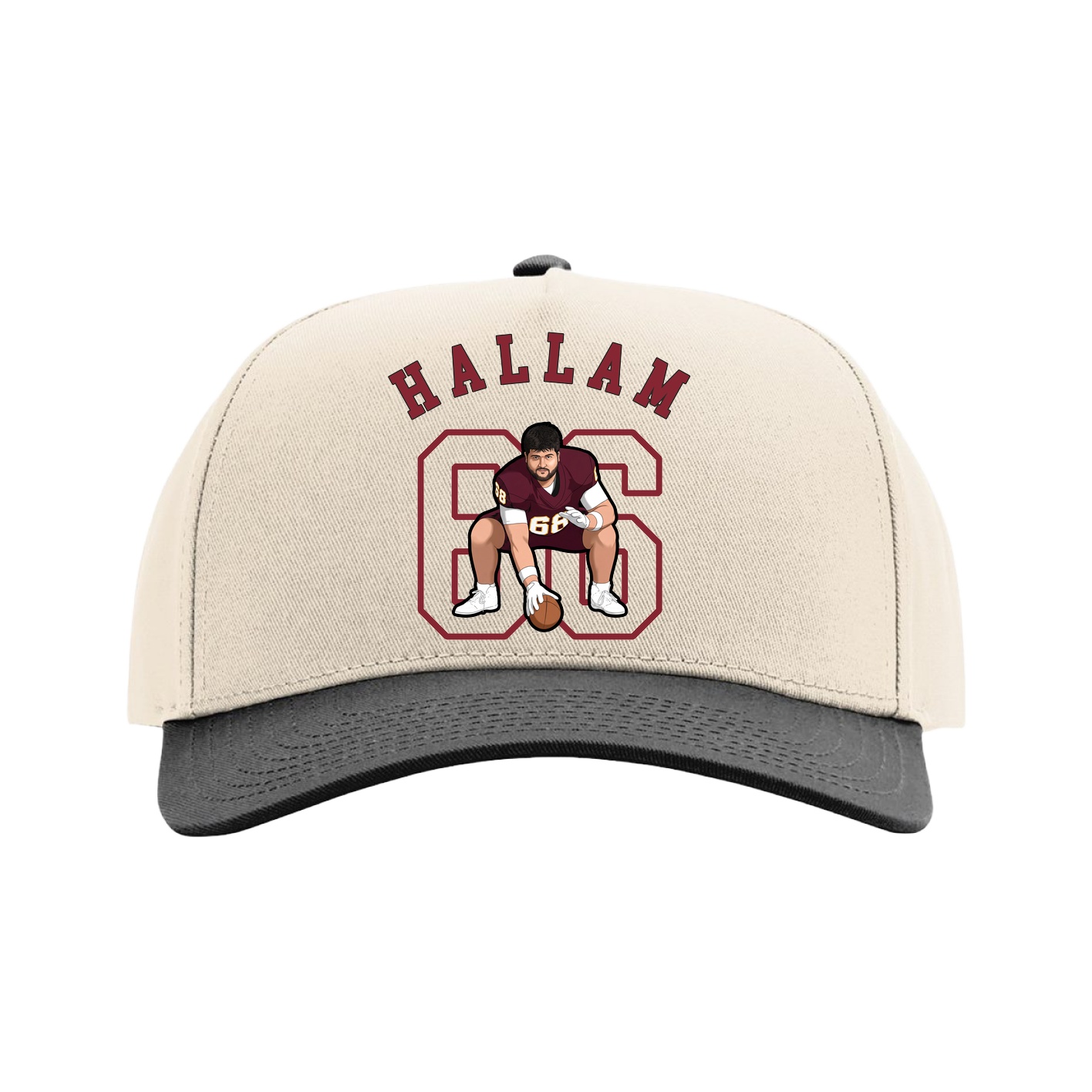 Full Fabric Five-Panel Champ Cap — Shirsey Arch in Cream/Black