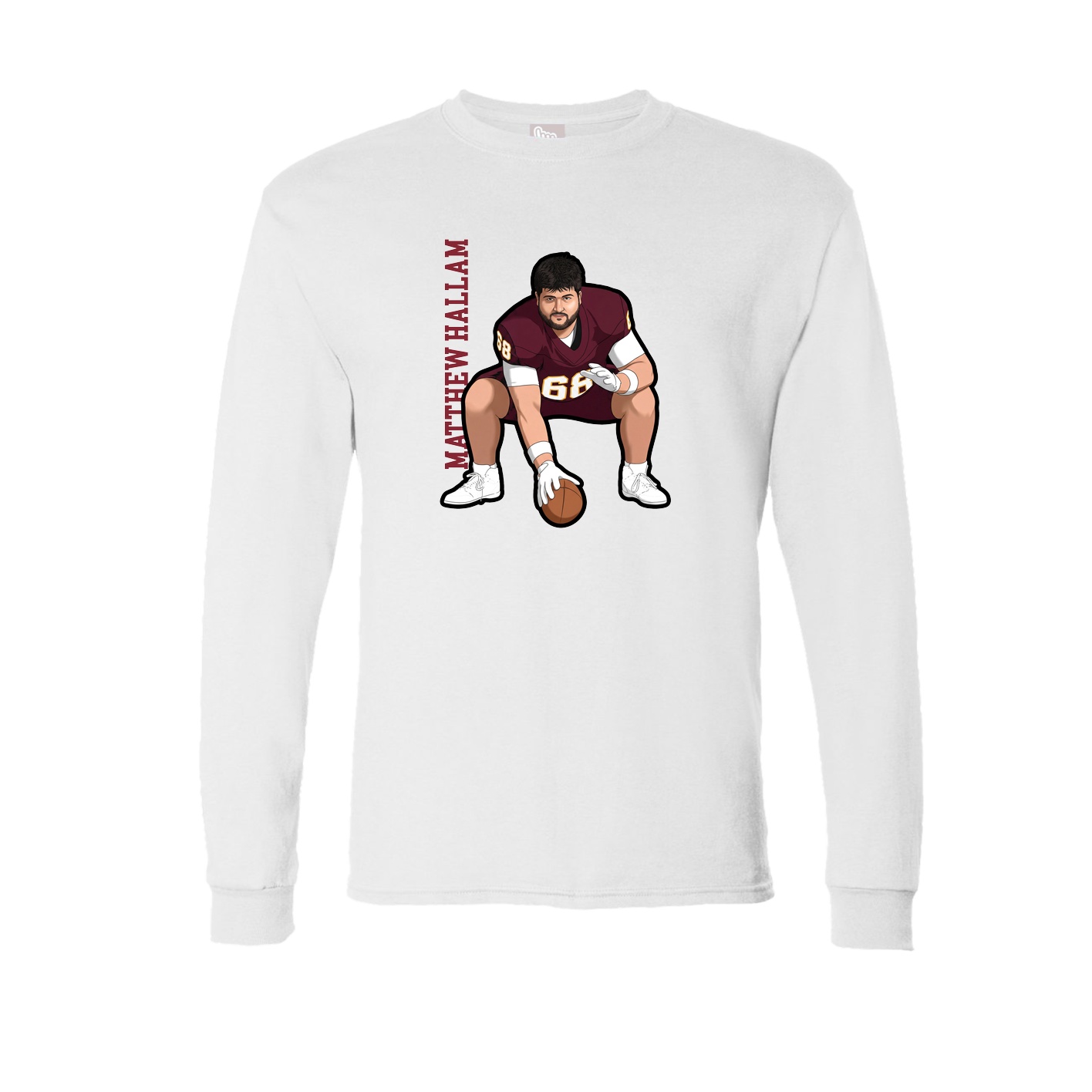 Long Sleeve Tee — Name Vertical in White