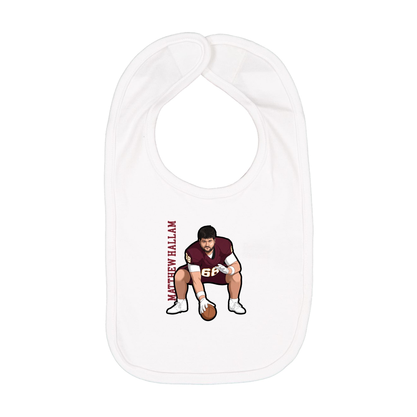Infant Bib — Name Vertical in White