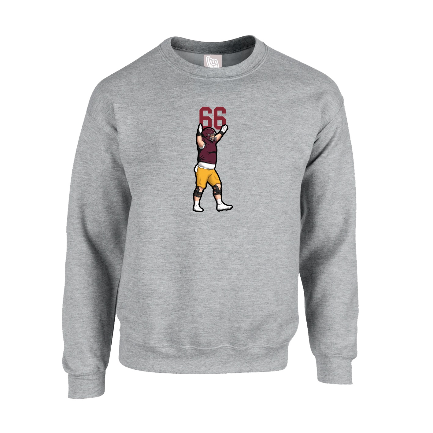 Fleece Crew — Number Top in Grey
