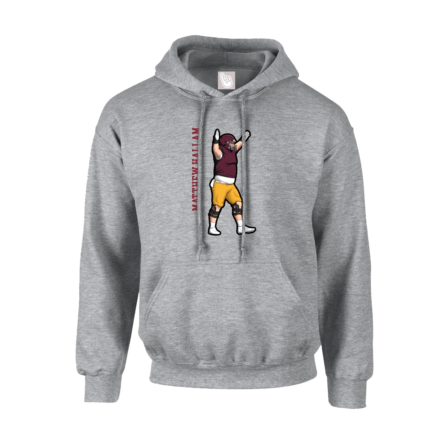 Hoodie — Name Vertical in Grey