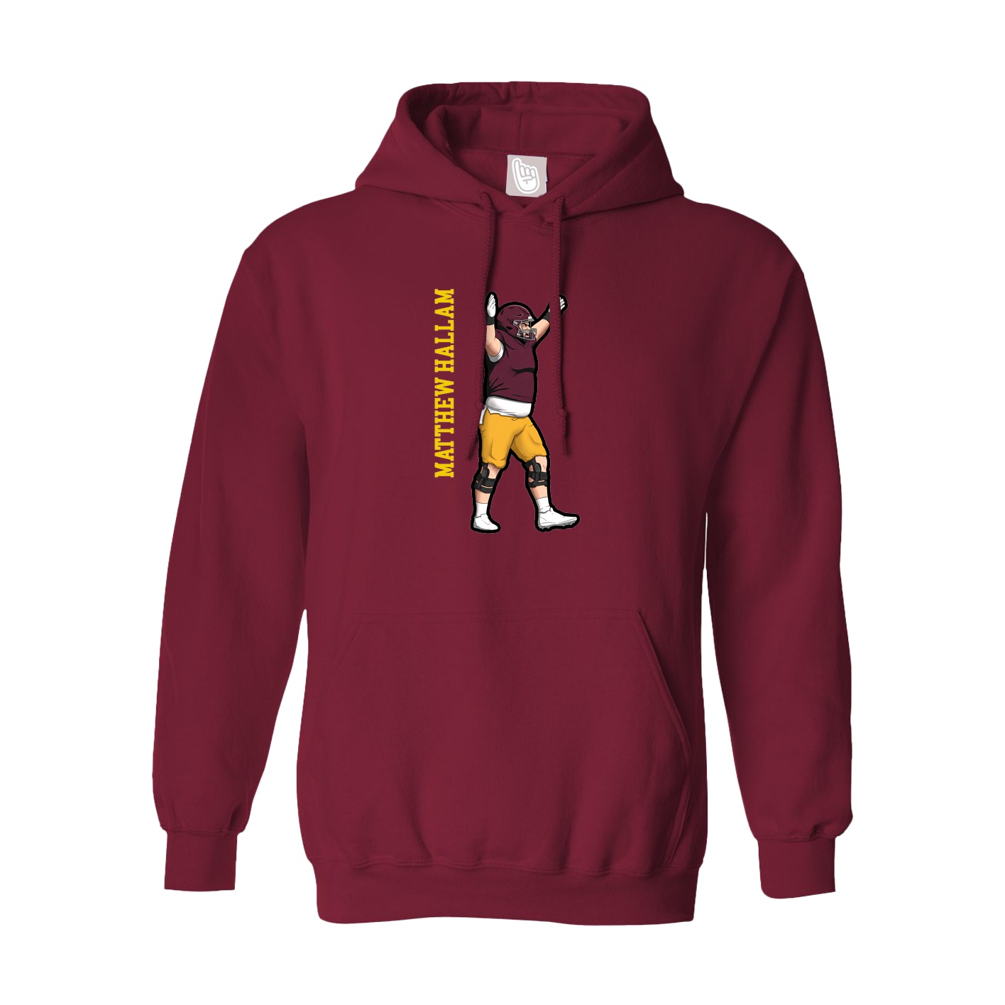 Hoodie — Name Vertical in Cardinal