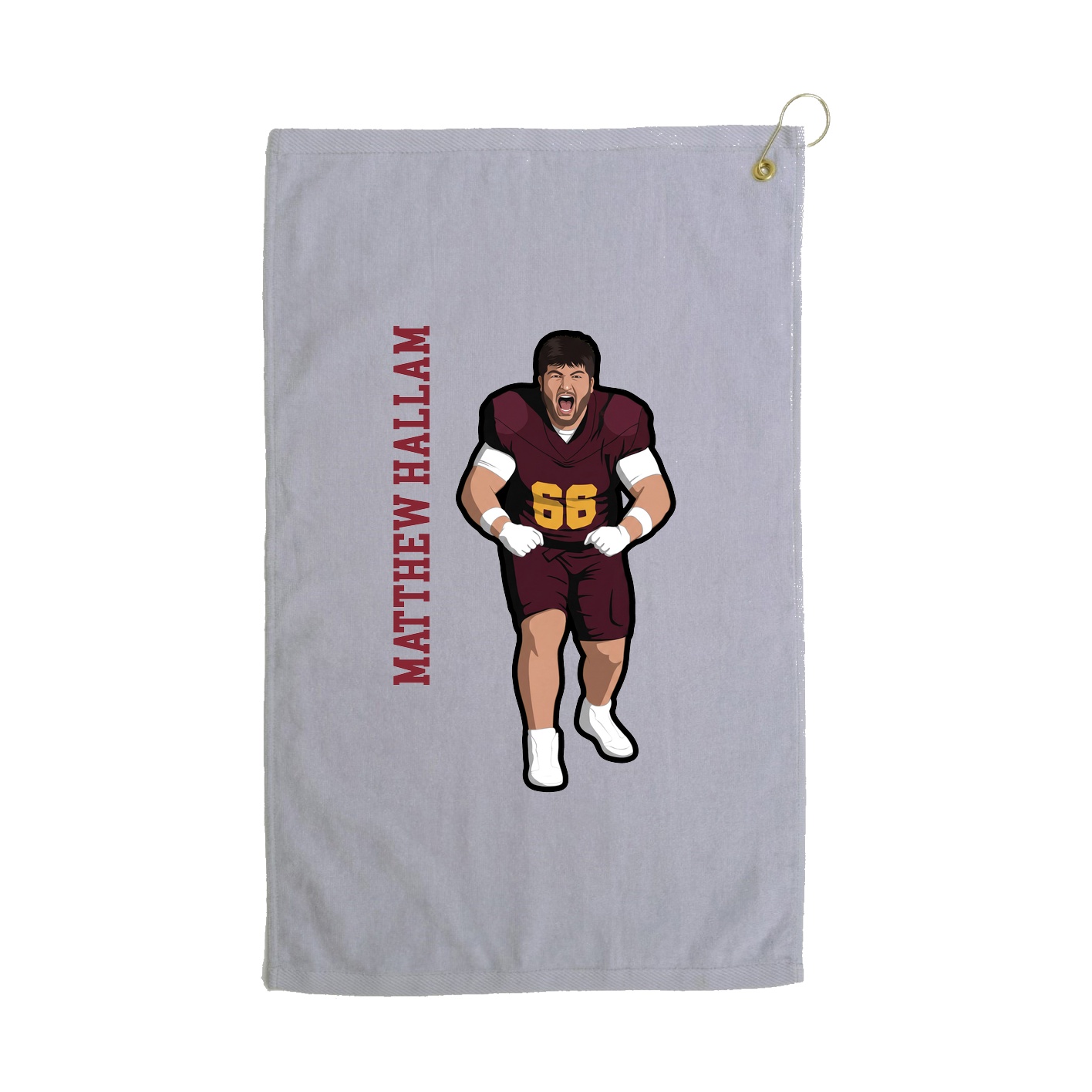 Golf Towel — Name Vertical in Grey
