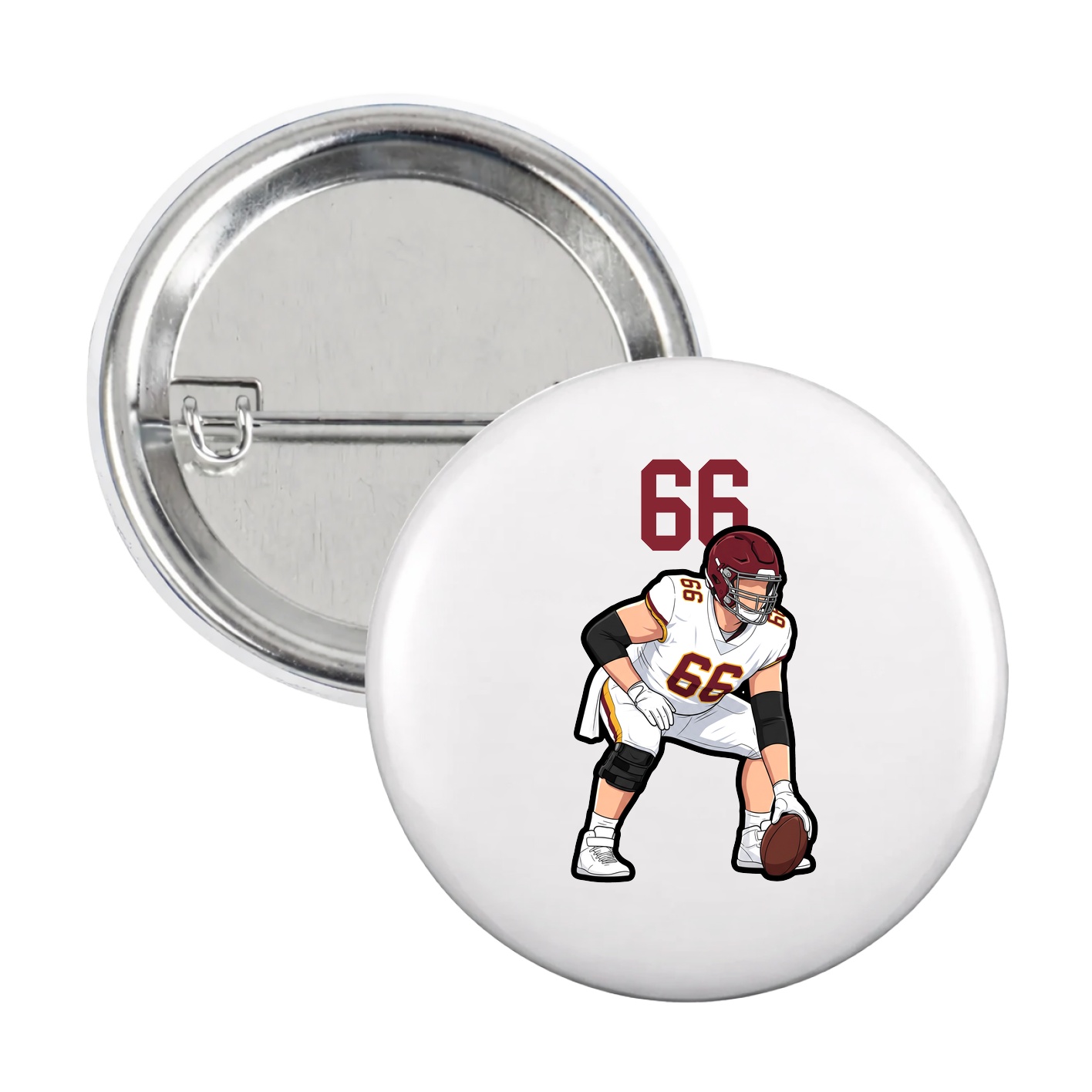 Game Day Button — Number Top in White