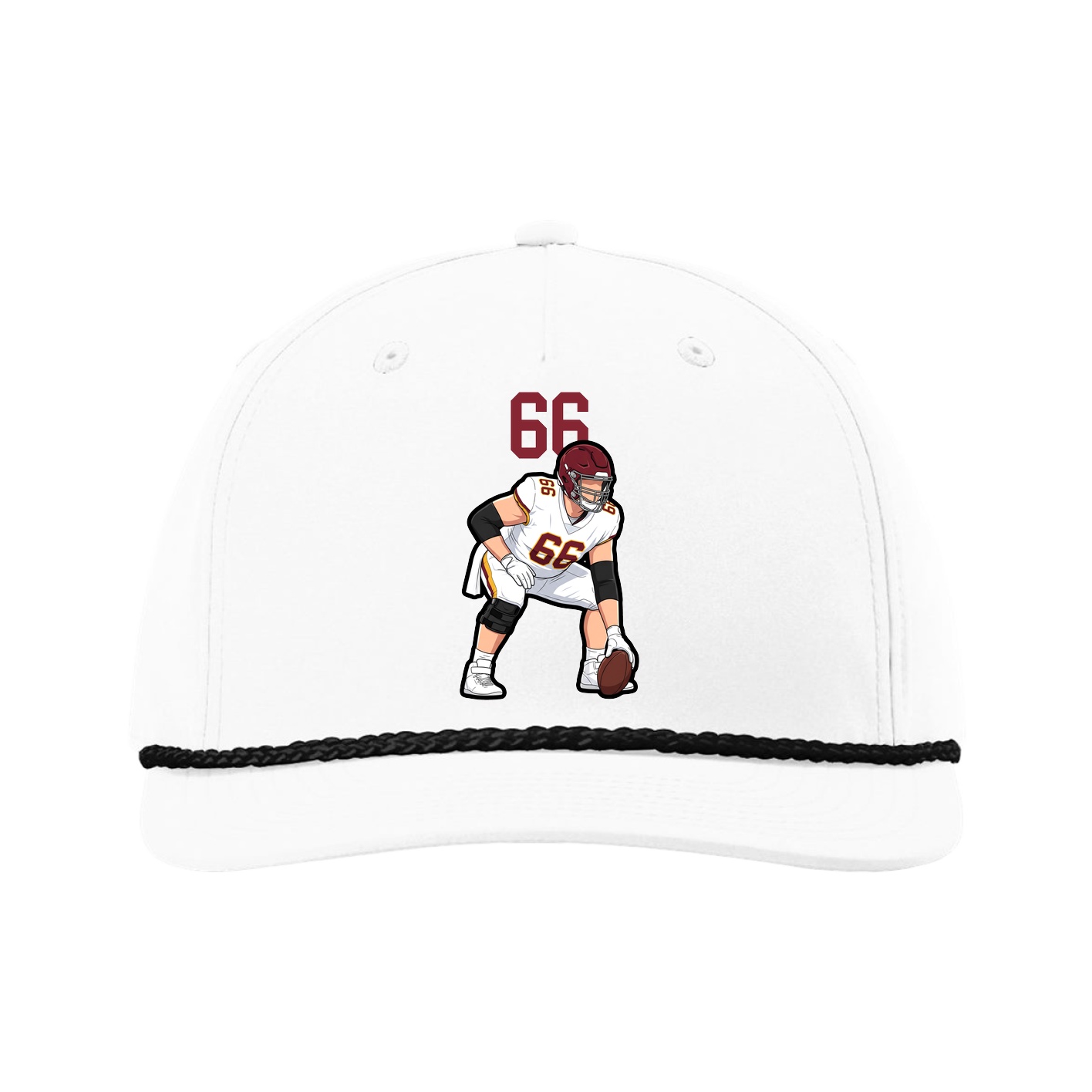 Five-Panel Classic Rope Cap — Number Top in White