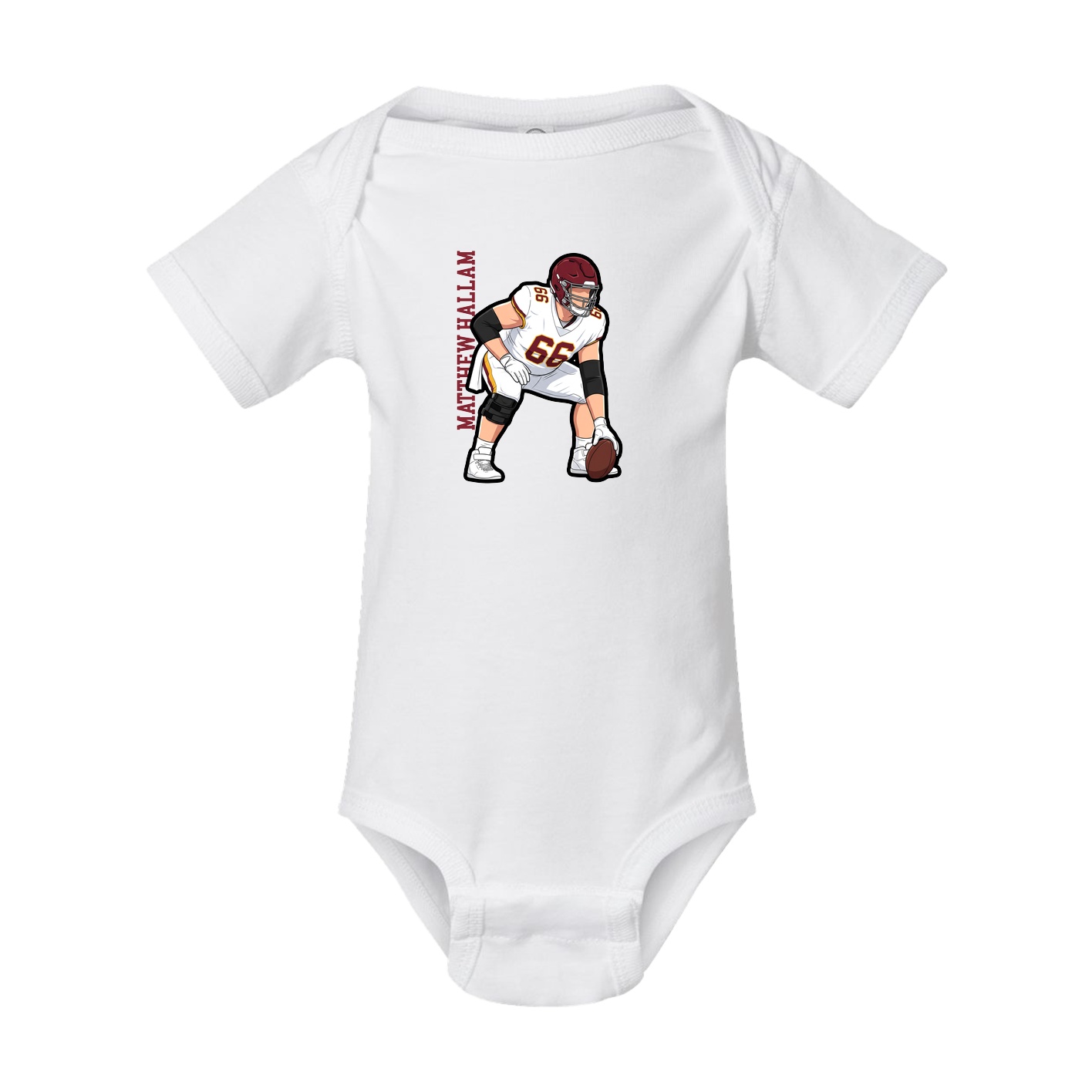 Baby Onesie — Name Vertical in White