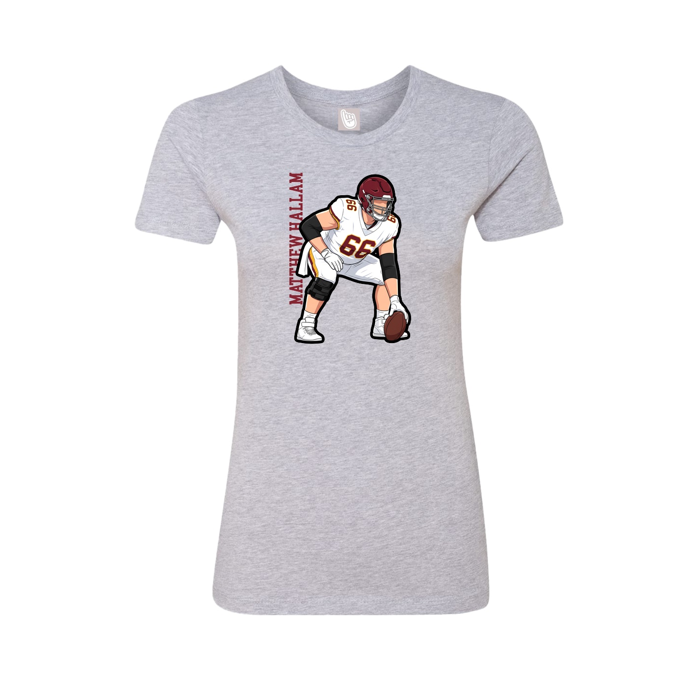Fitted Women's Tee — Name Vertical in Grey