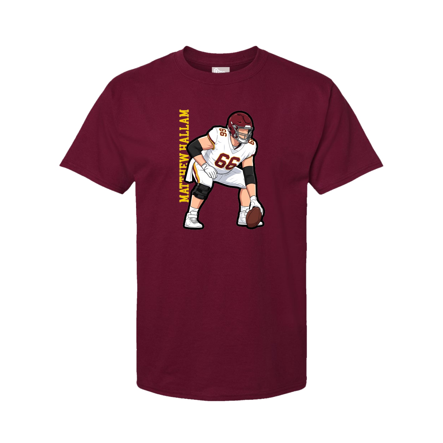 Youth Tee — Name Vertical in Cardinal