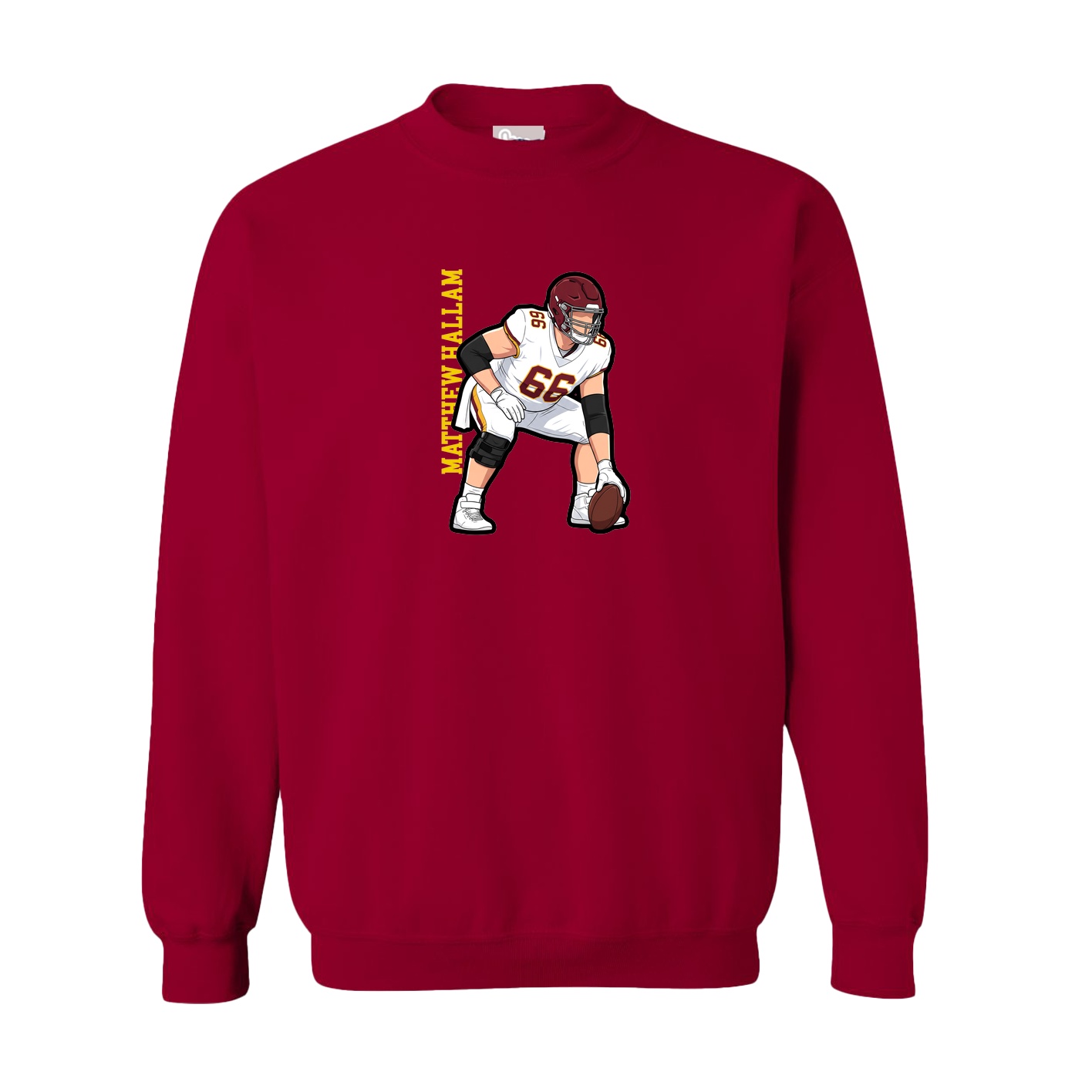 Fleece Crew — Name Vertical in Cardinal