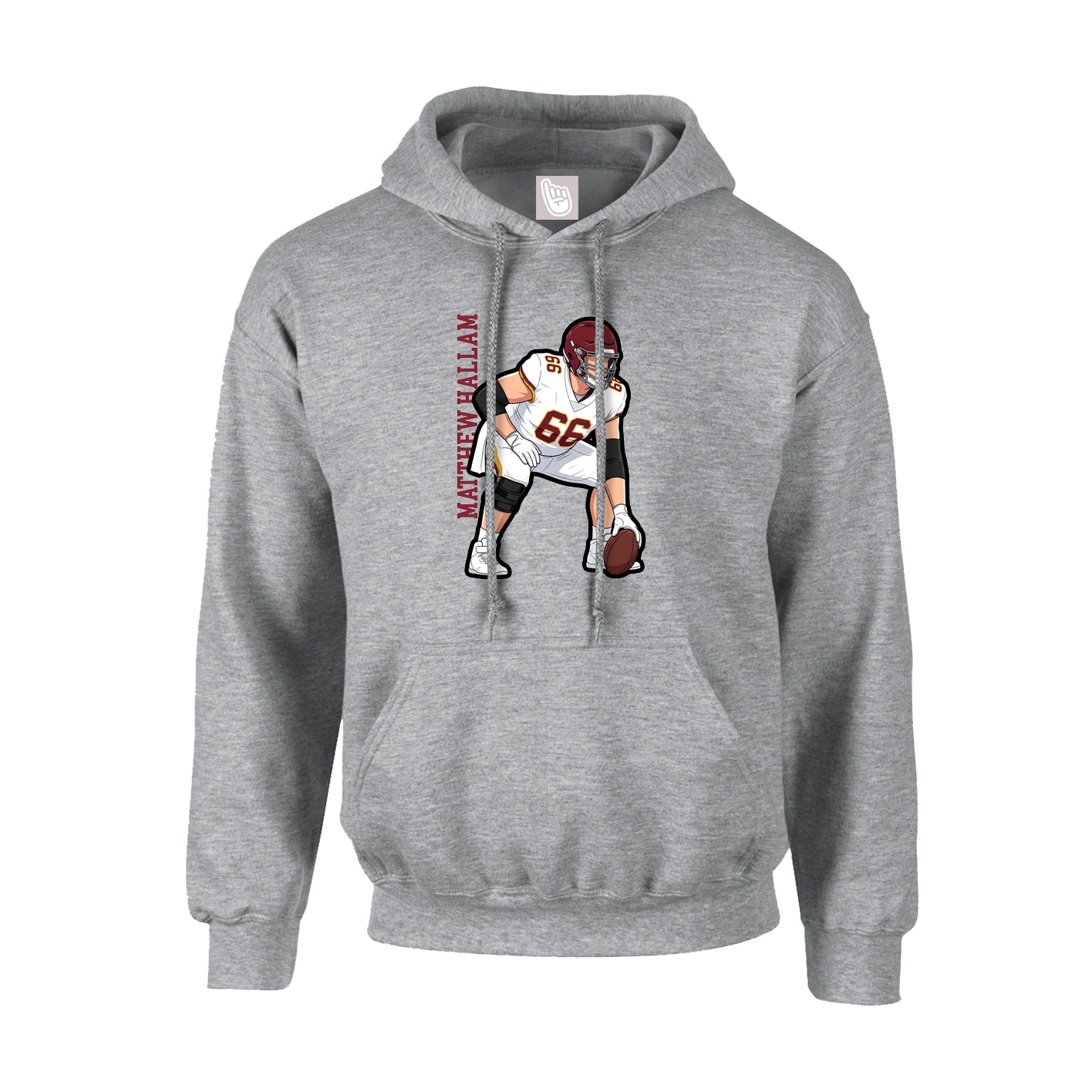 Youth Hoodie — Name Vertical in Grey