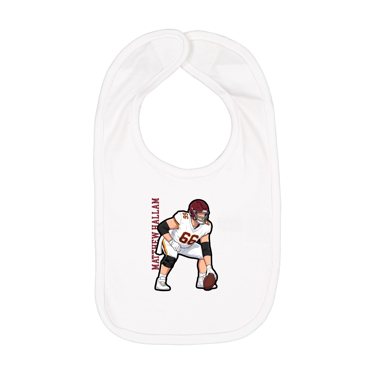Infant Bib — Name Vertical in White