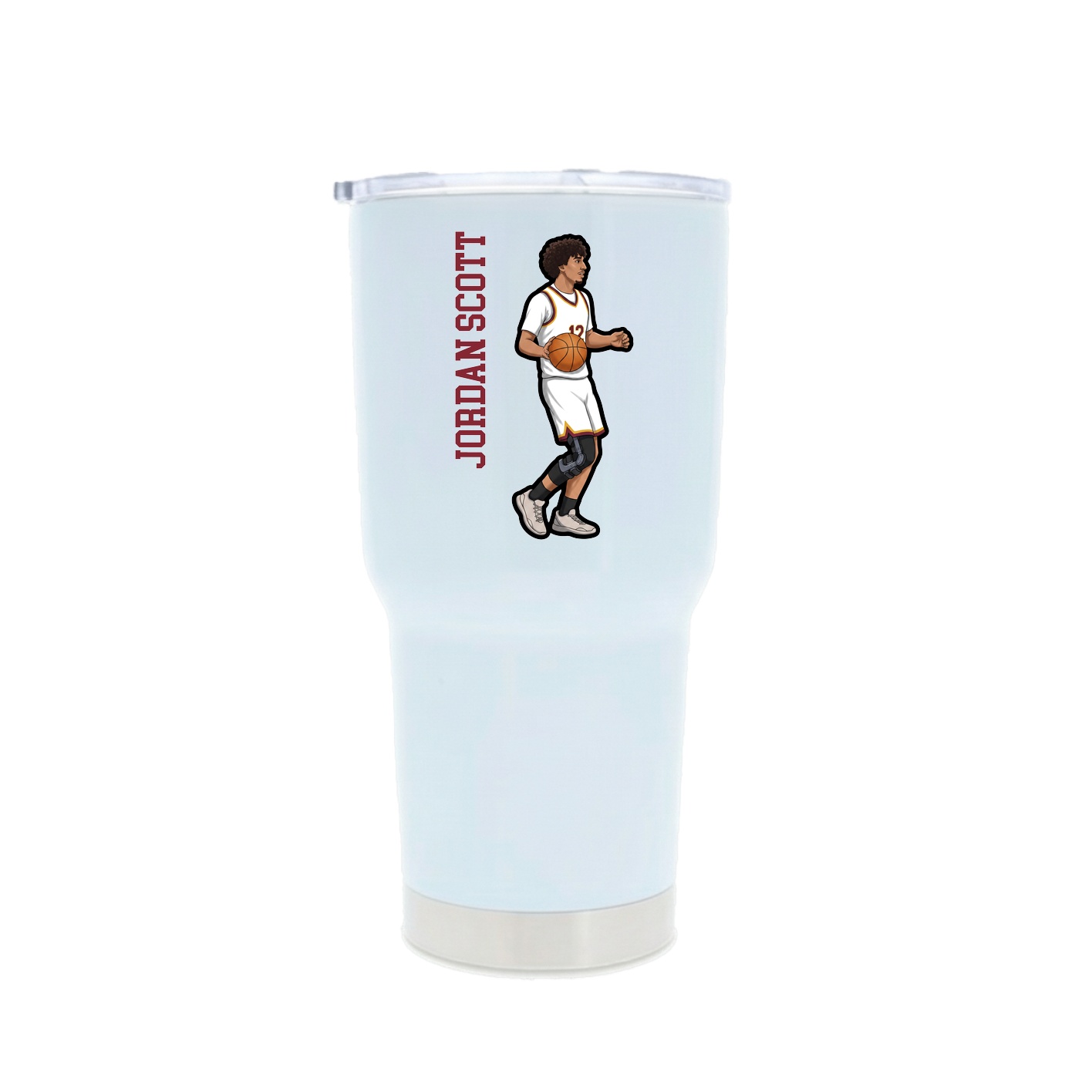 30oz Stainless Steel Tumbler — Name Vertical in White