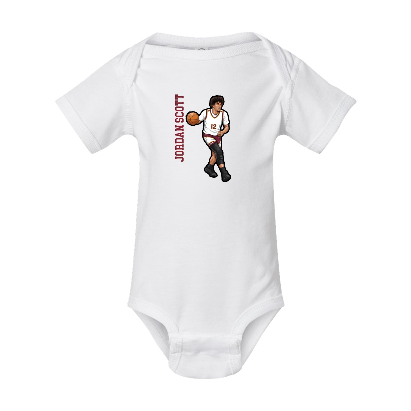 Baby Onesie — Name Vertical in White