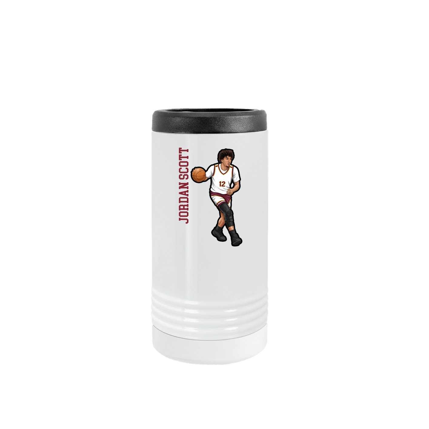 Slim Beverage Holder — Name Vertical in White