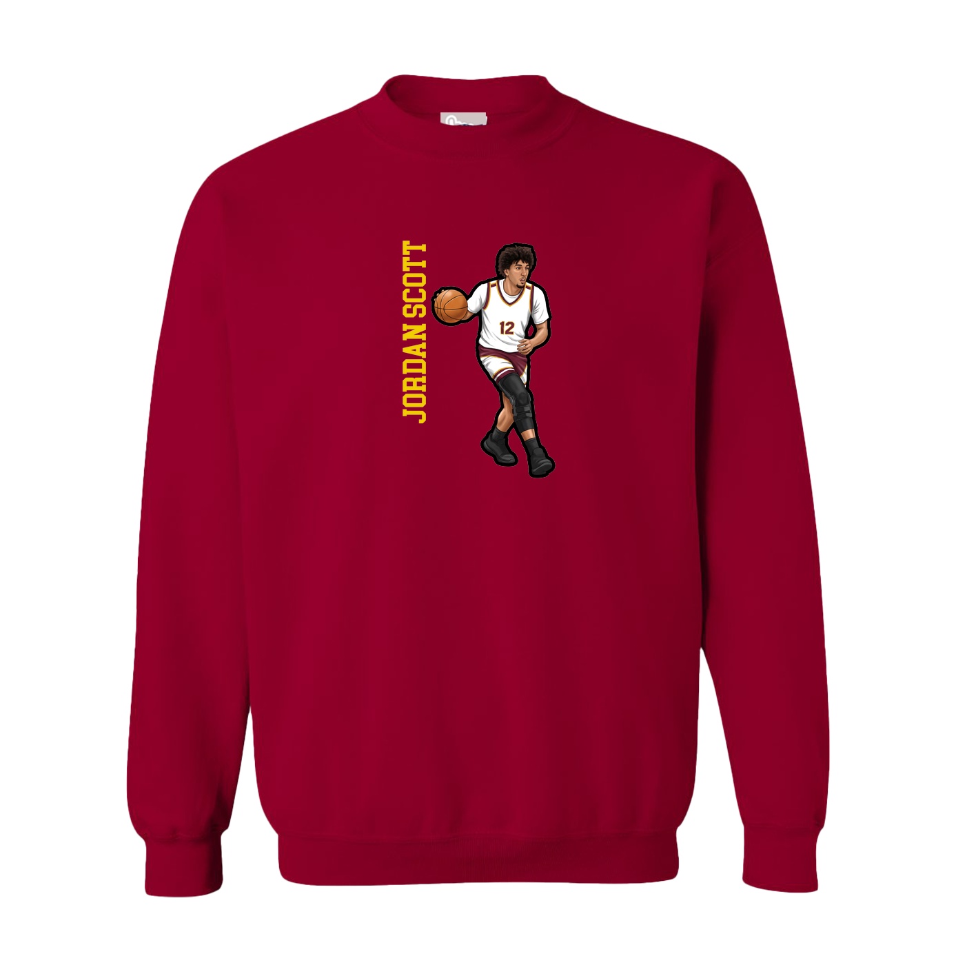 Fleece Crew — Name Vertical in Cardinal