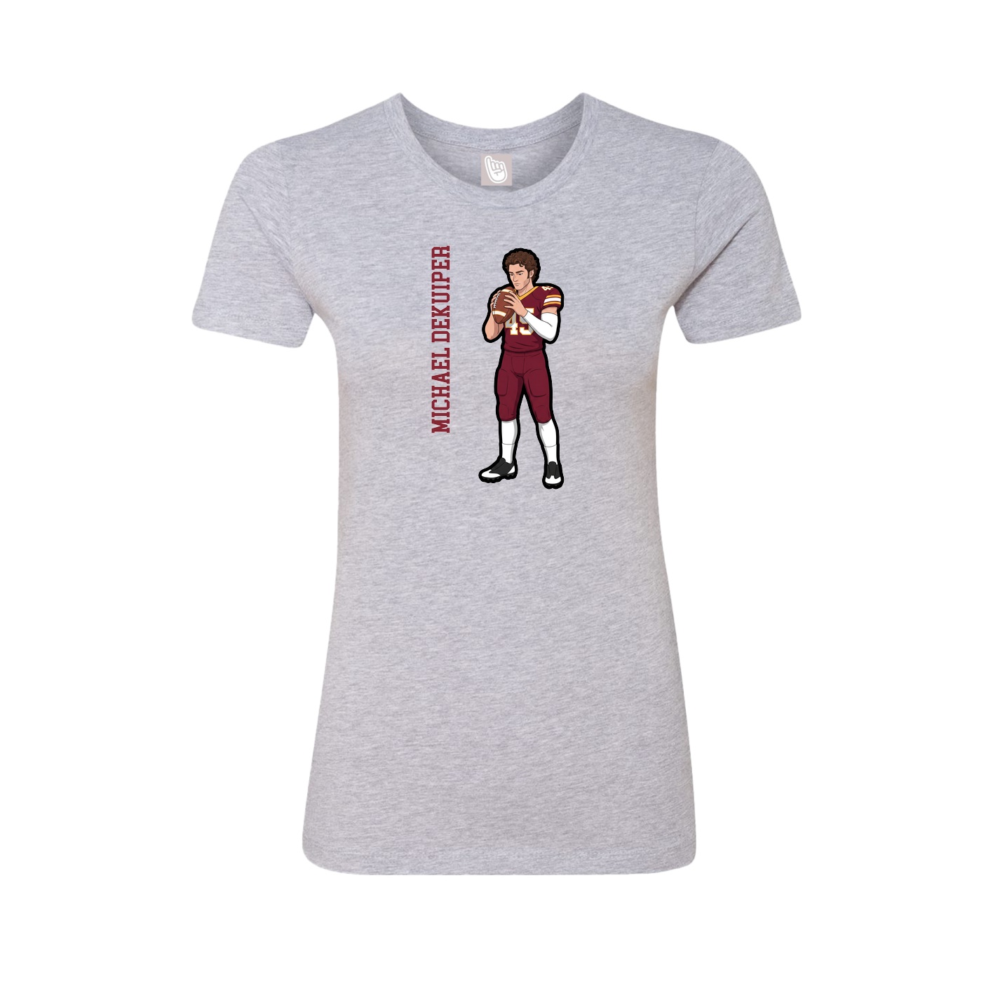 Fitted Women's Tee — Name Vertical in Grey