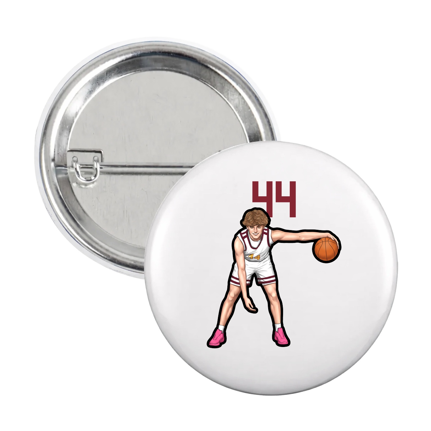 Game Day Button — Number Top in White