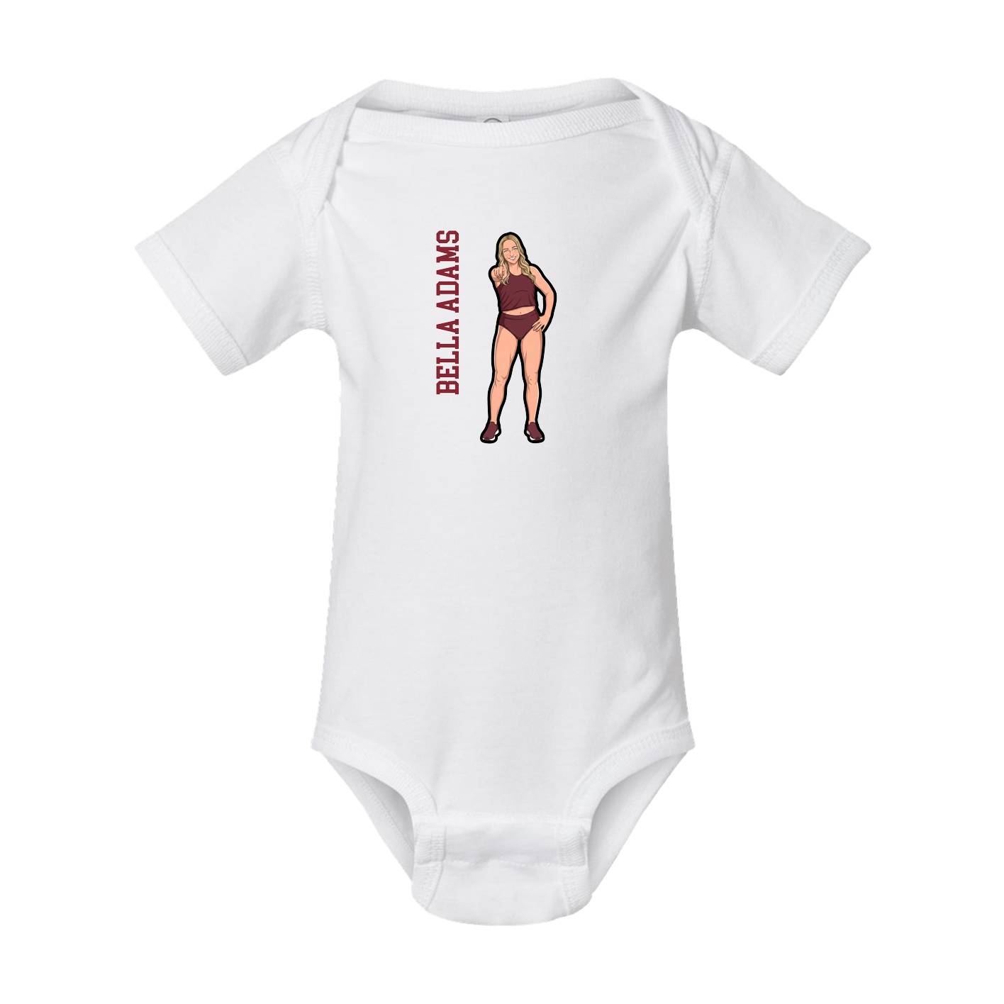 Baby Onesie — Name Vertical in White