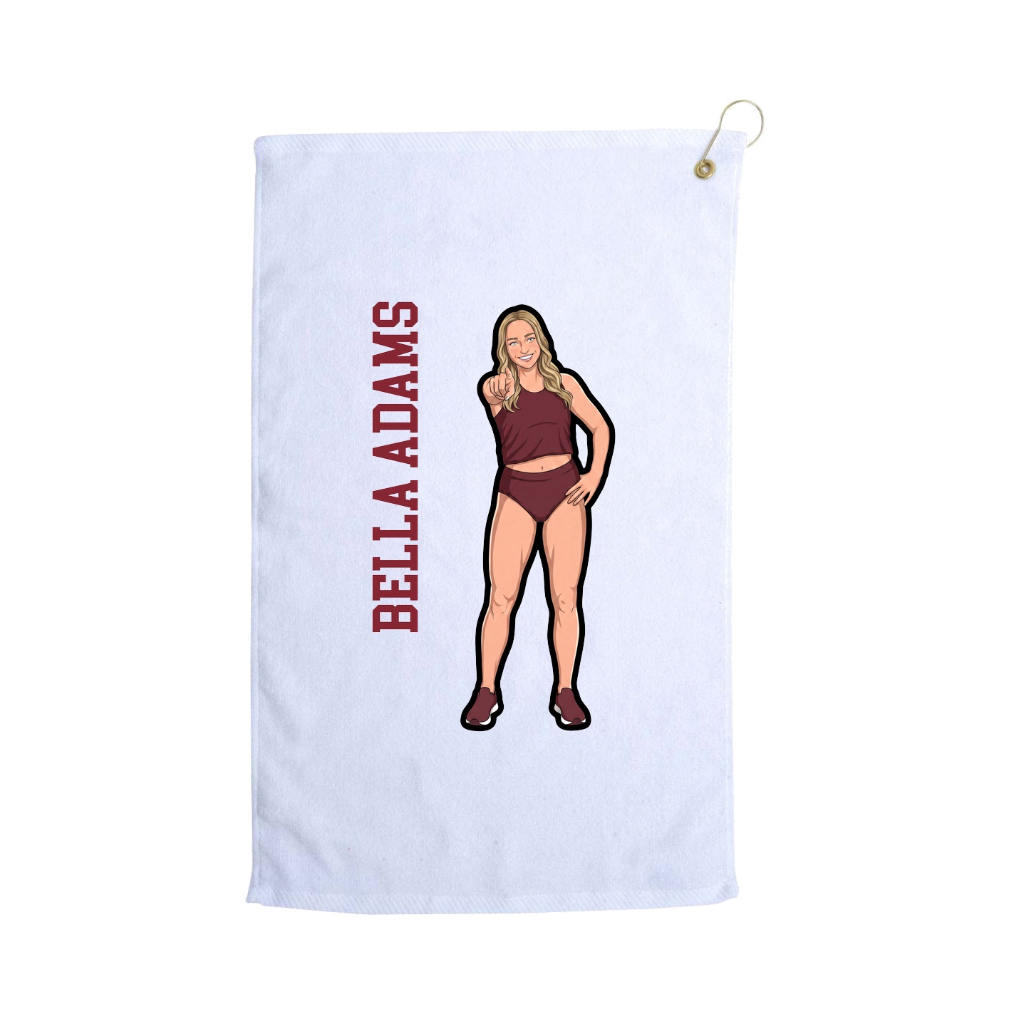 Golf Towel — Name Vertical in White