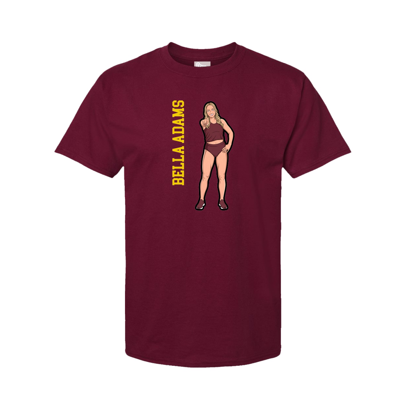 Youth Tee — Name Vertical in Cardinal