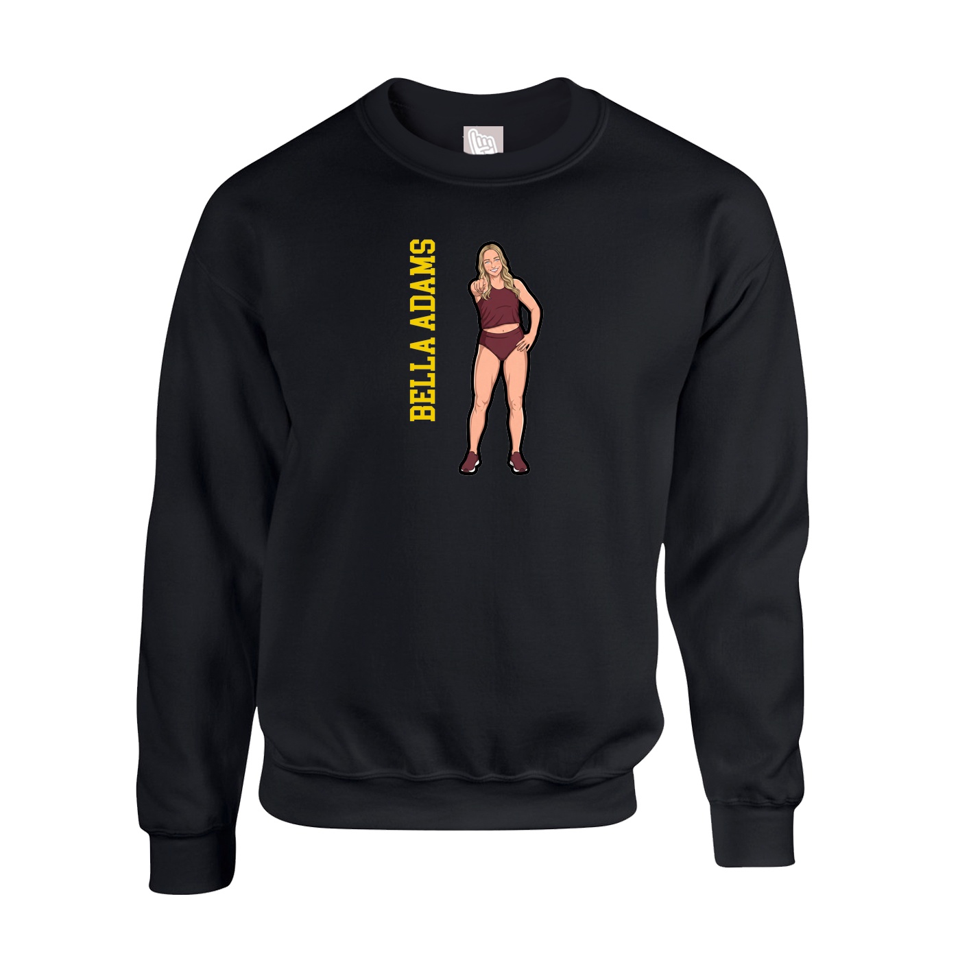 Fleece Crew — Name Vertical in Black
