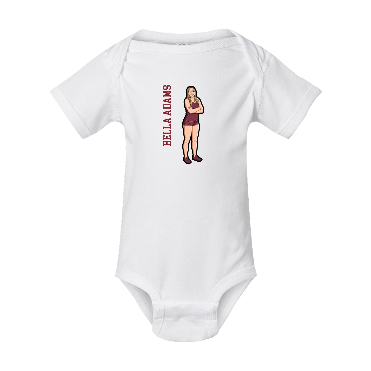 Baby Onesie — Name Vertical in White