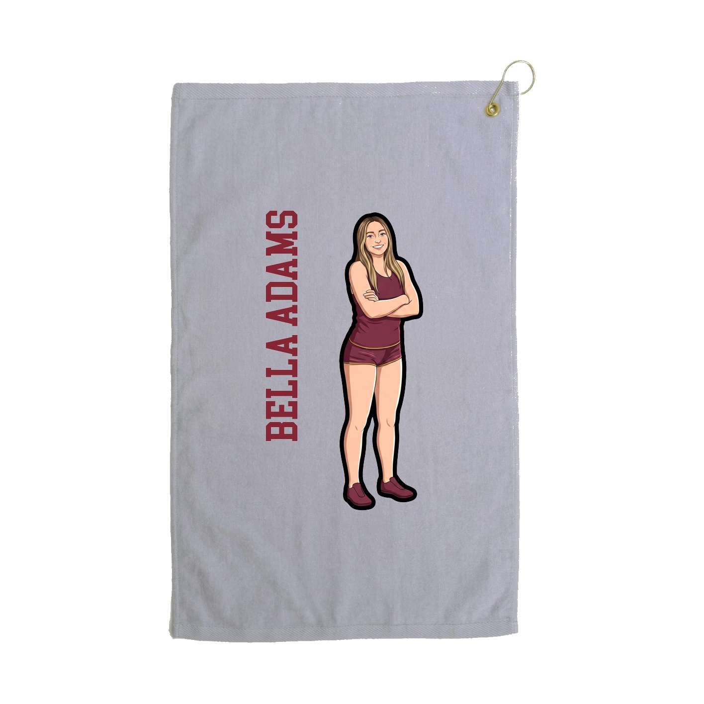 Golf Towel — Name Vertical in Grey