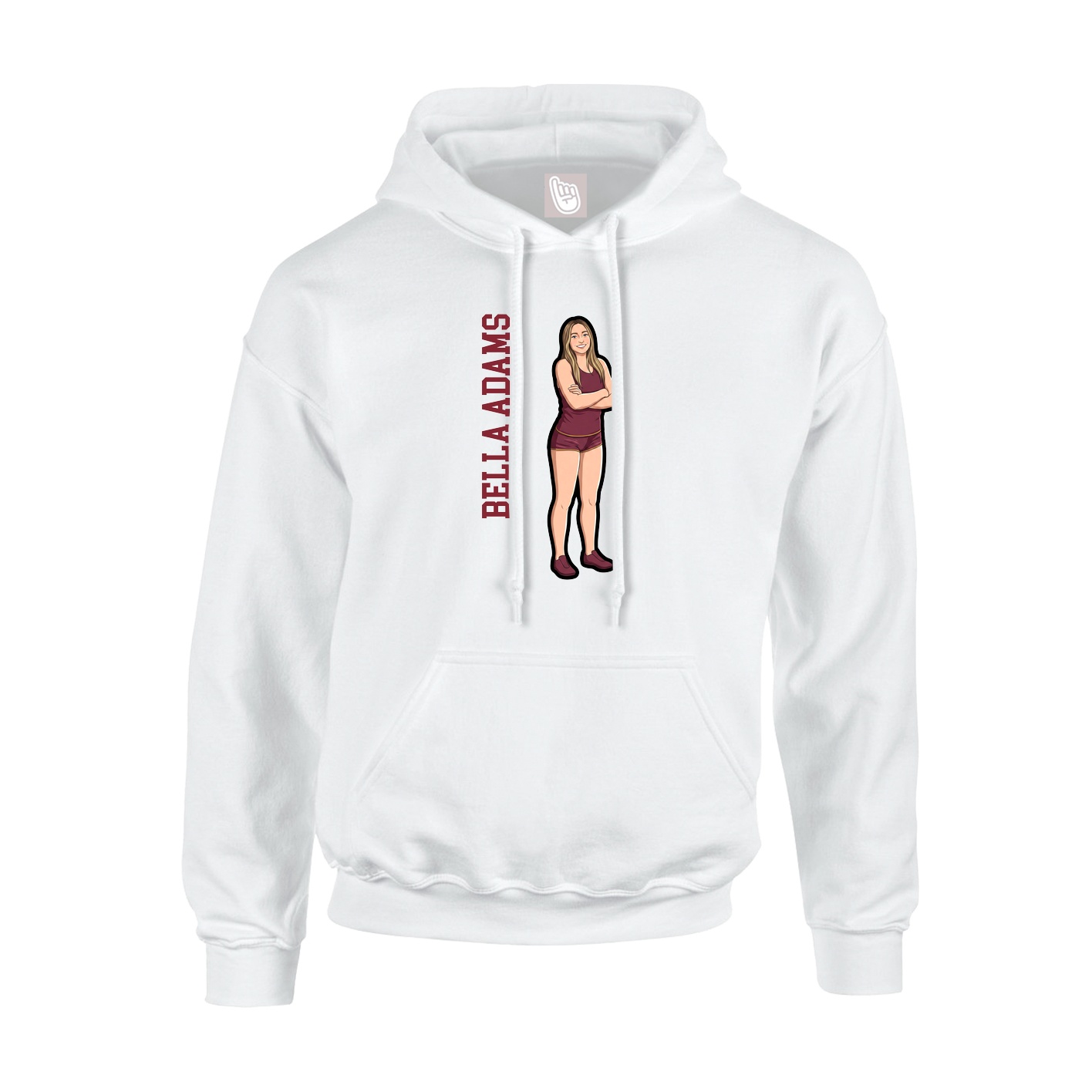 Youth Hoodie — Name Vertical in White