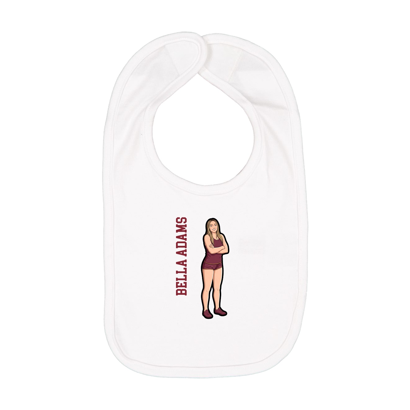 Infant Bib — Name Vertical in White