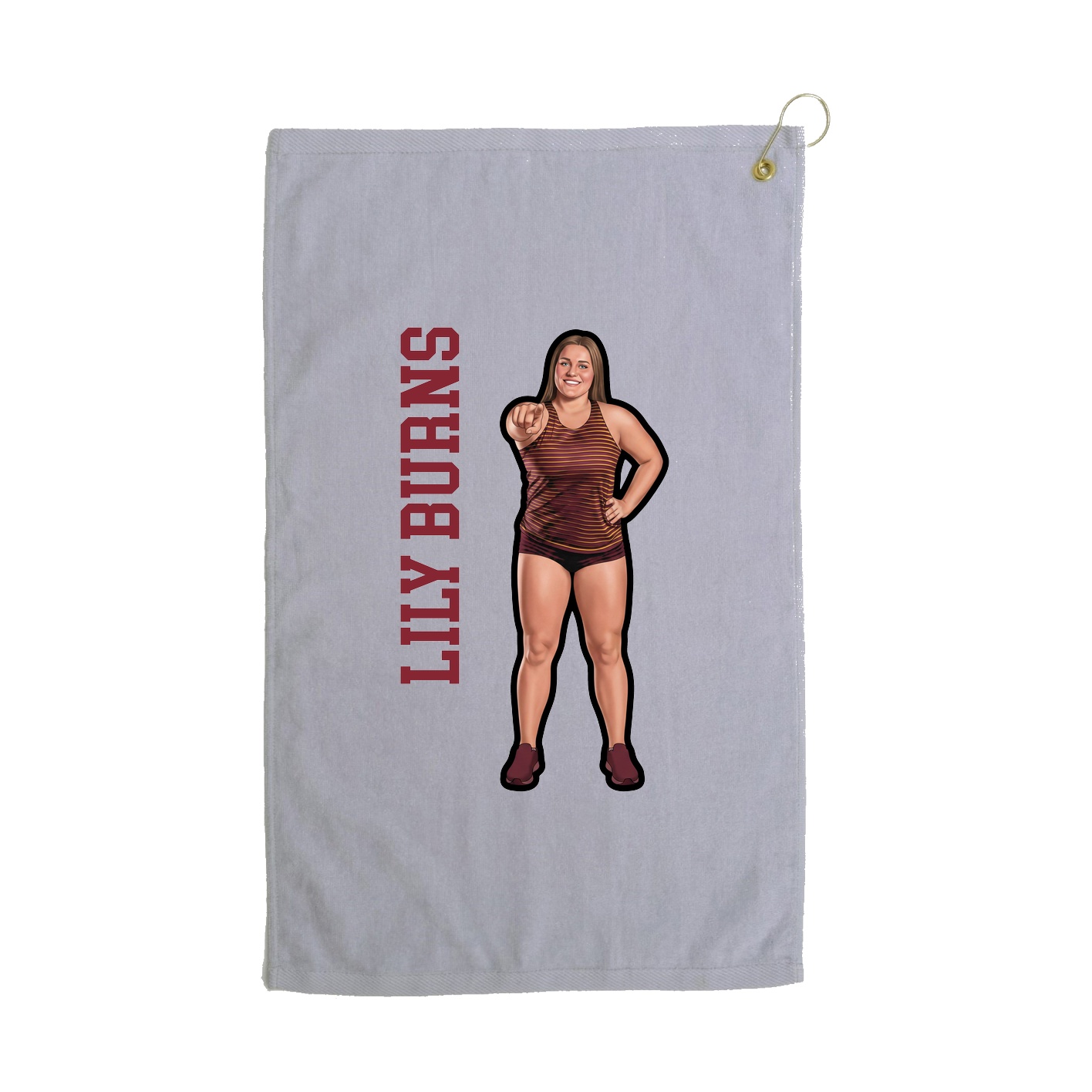 Golf Towel — Name Vertical in Grey