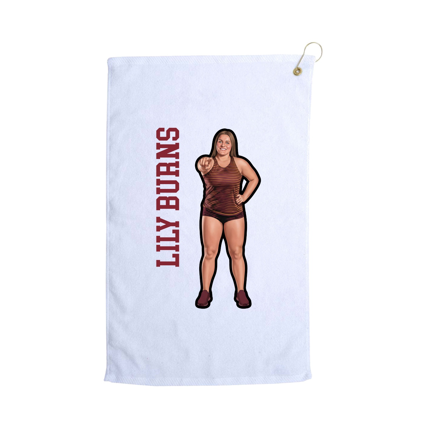 Golf Towel — Name Vertical in White