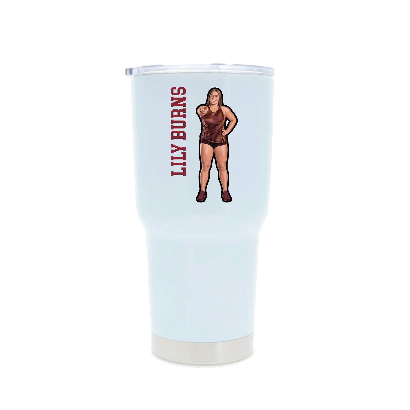 30oz Stainless Steel Tumbler — Name Vertical in White