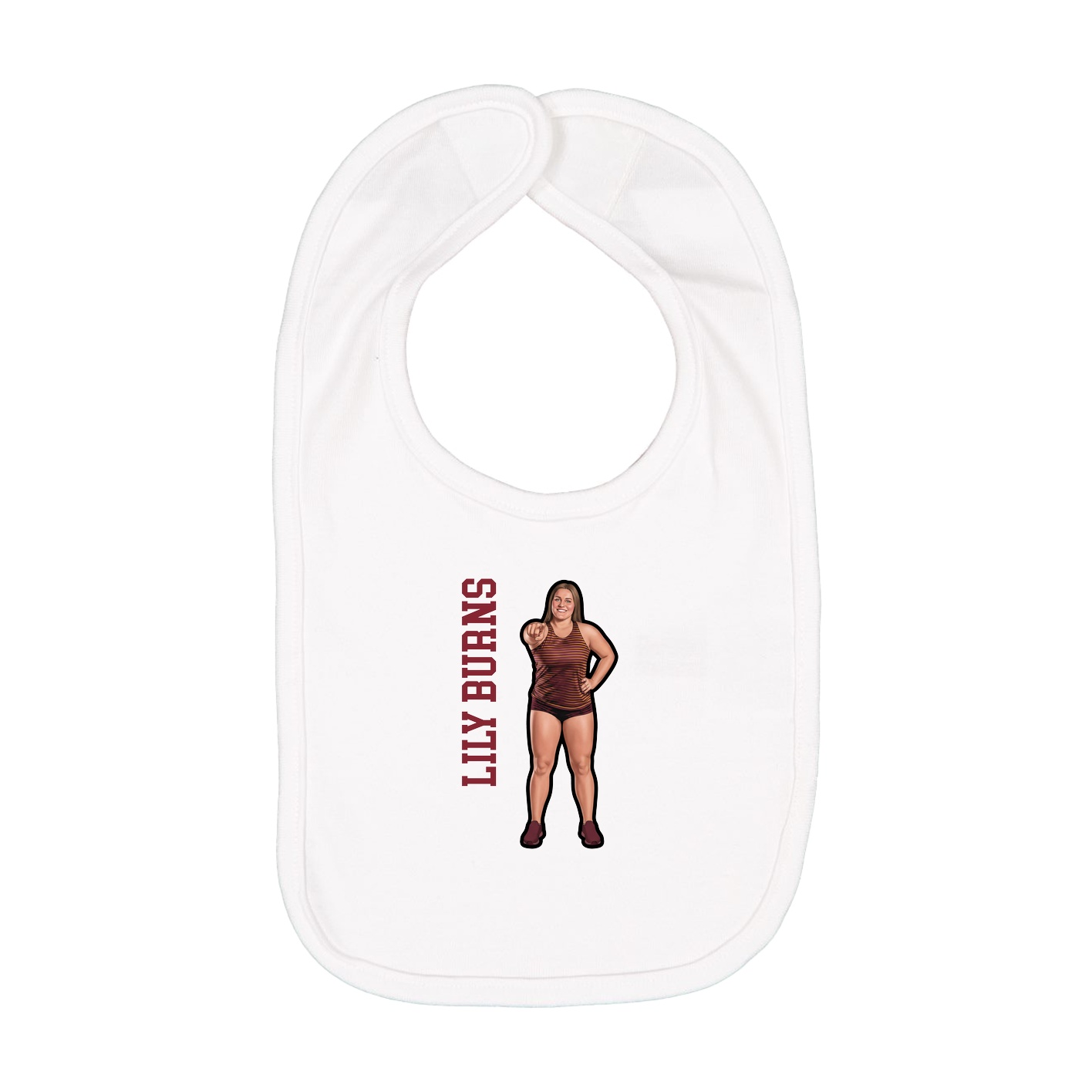 Infant Bib — Name Vertical in White