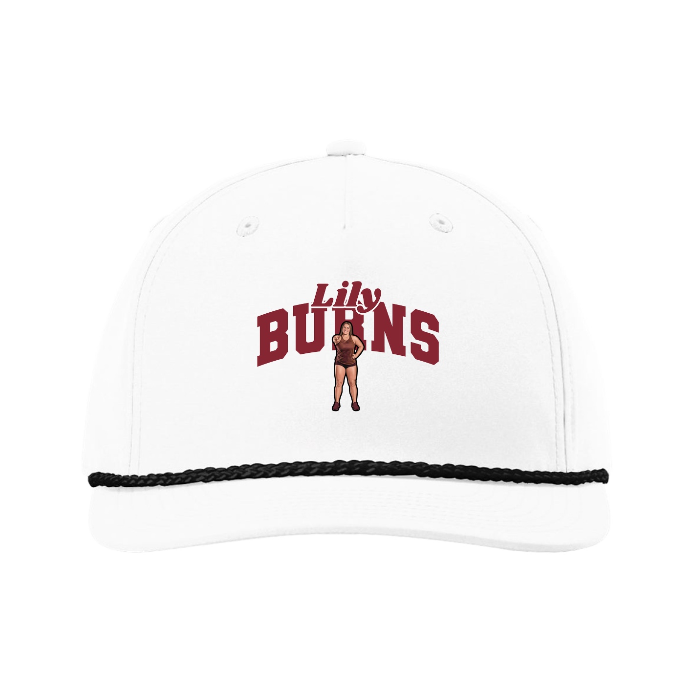 Five-Panel Classic Rope Cap — Signature Arch in White