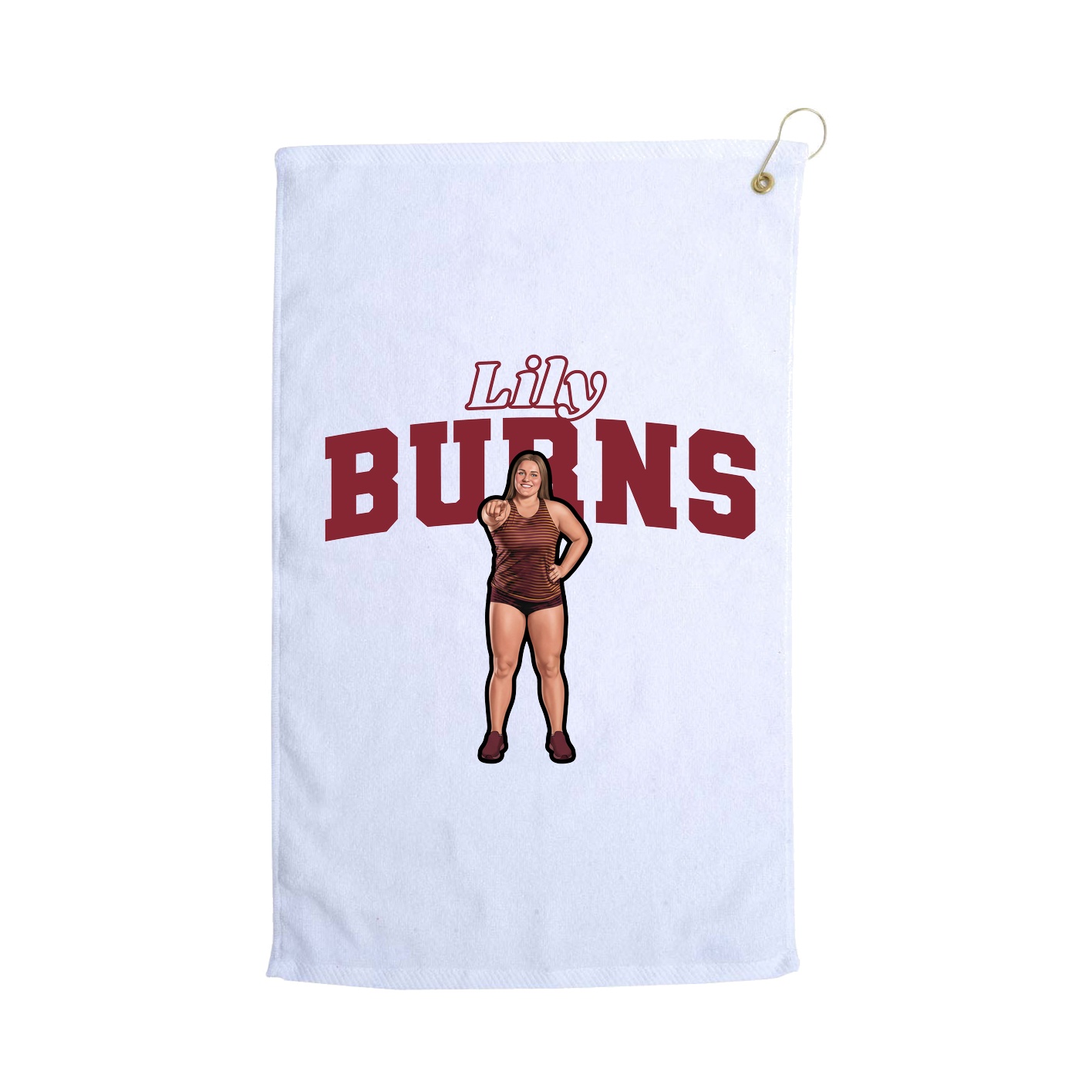 Golf Towel — Name Arch in White