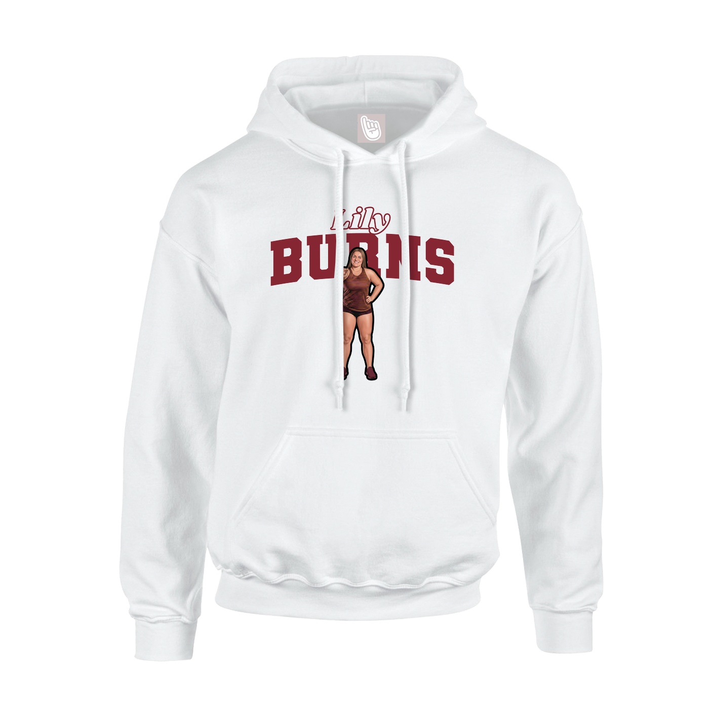 Youth Hoodie — Name Arch in White