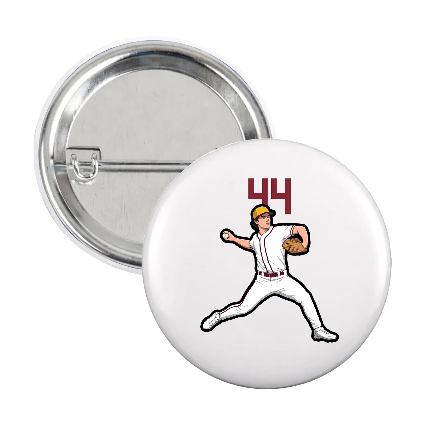Game Day Button — Number Top in White