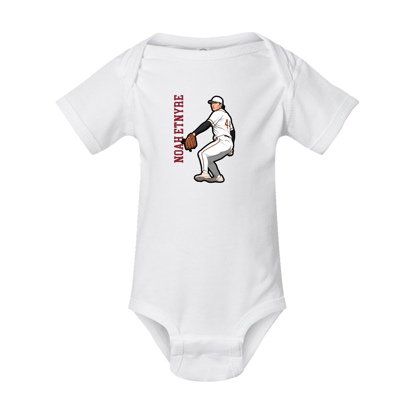 Baby Onesie — Name Vertical in White