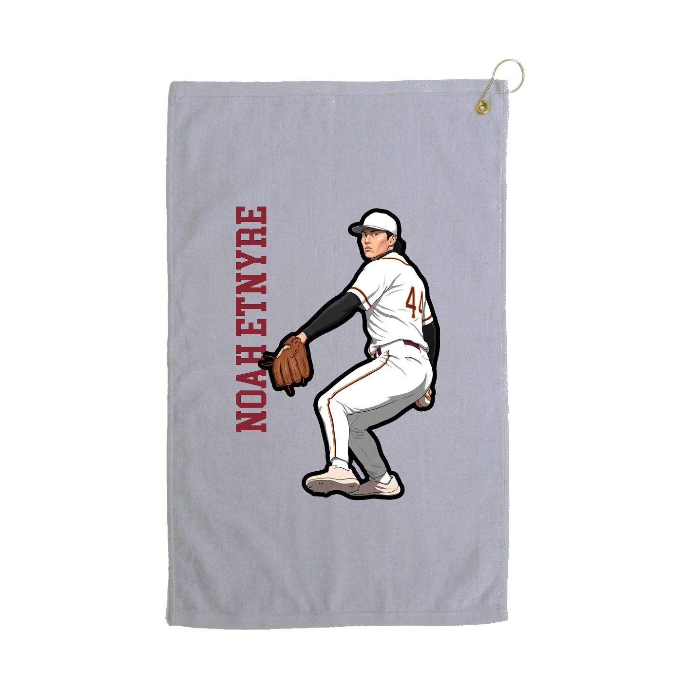 Golf Towel — Name Vertical in Grey