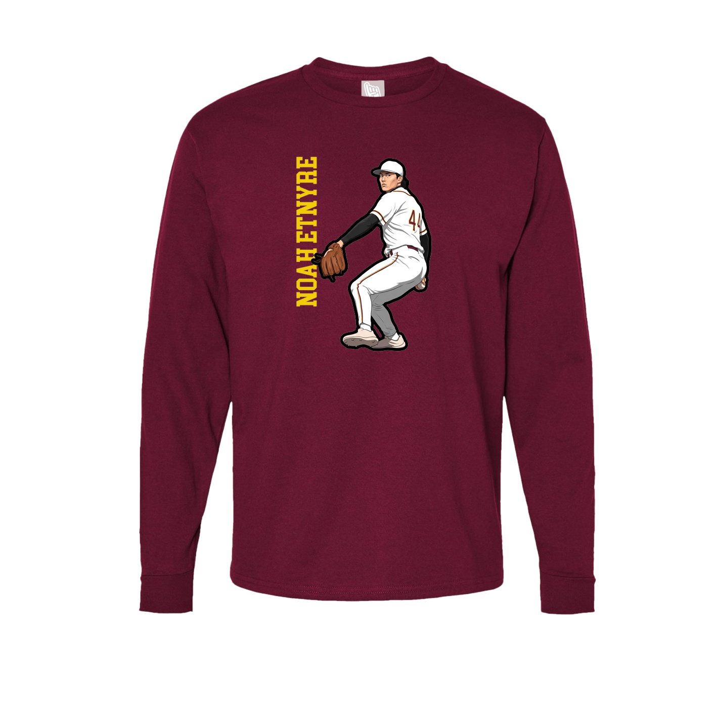 Long Sleeve Tee — Name Vertical in Cardinal