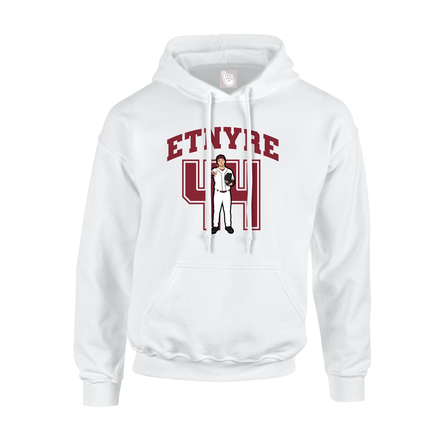 Youth Hoodie — Number in White