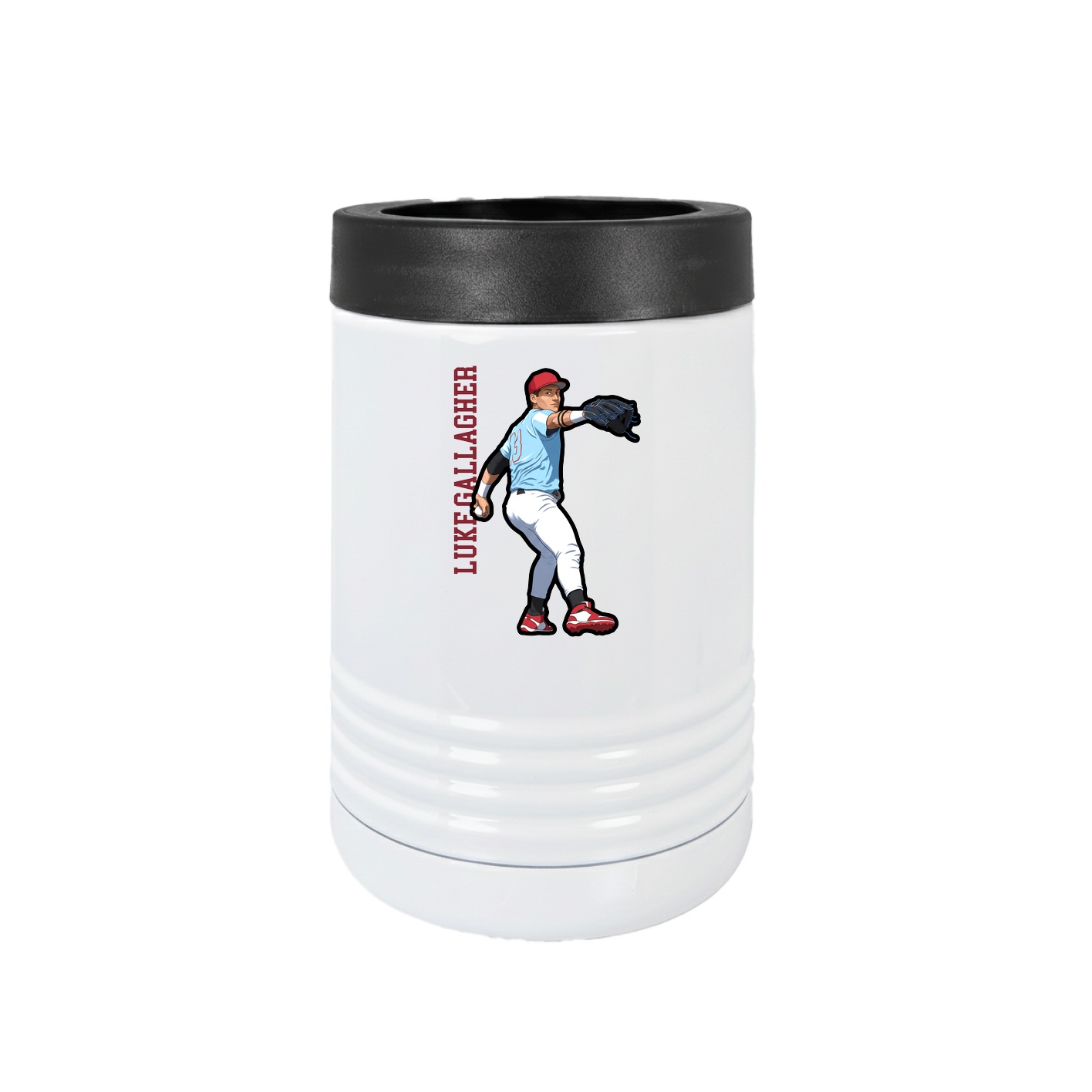 Beverage Holder — Name Vertical in White