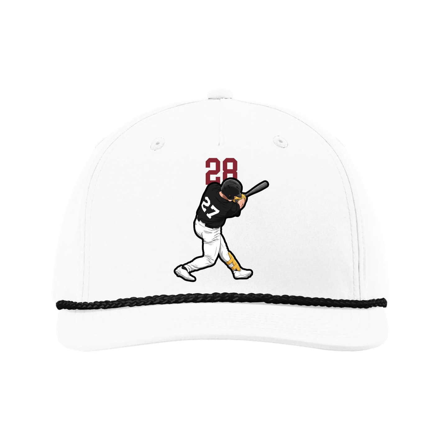 Five-Panel Classic Rope Cap — Number Top in White