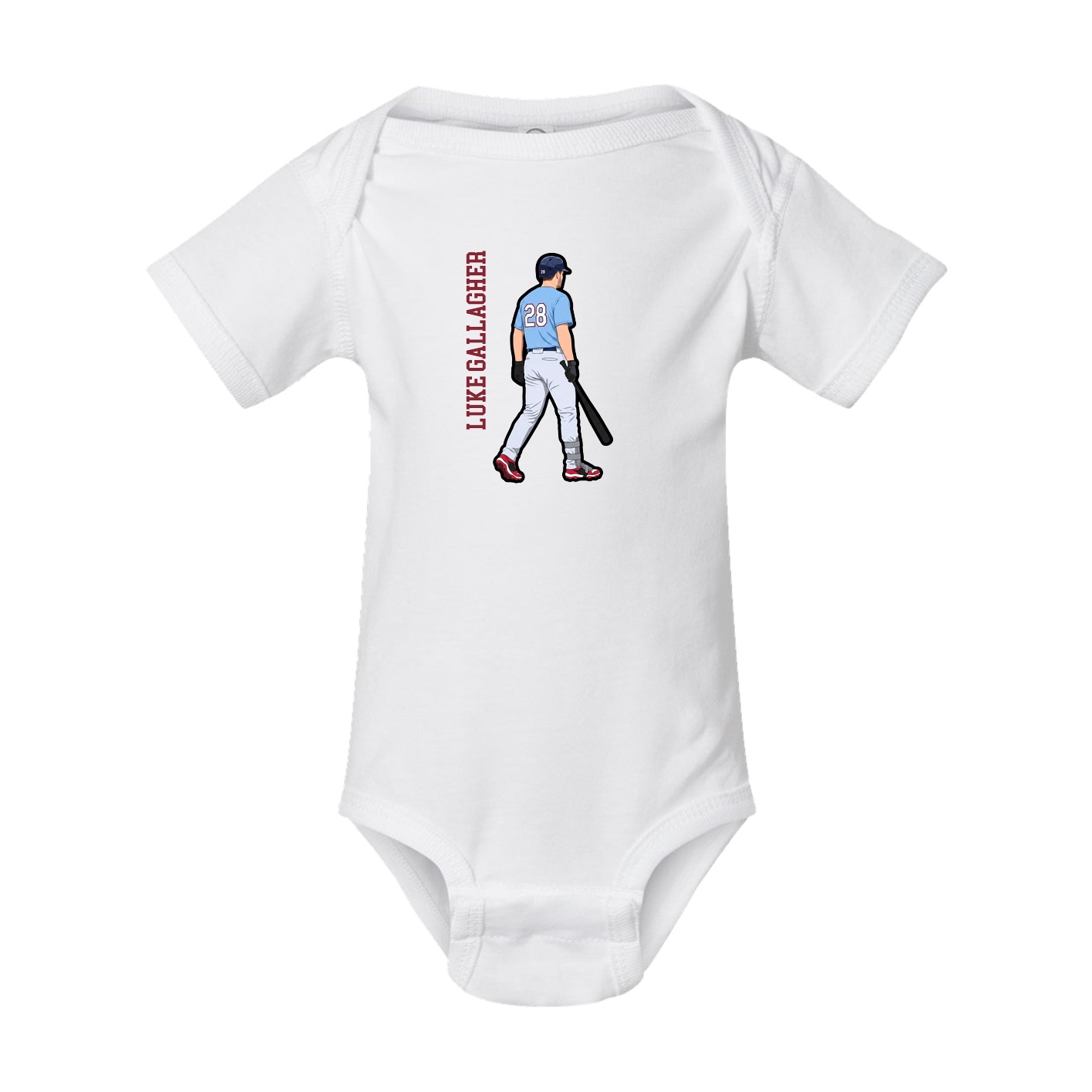 Baby Onesie — Name Vertical in White