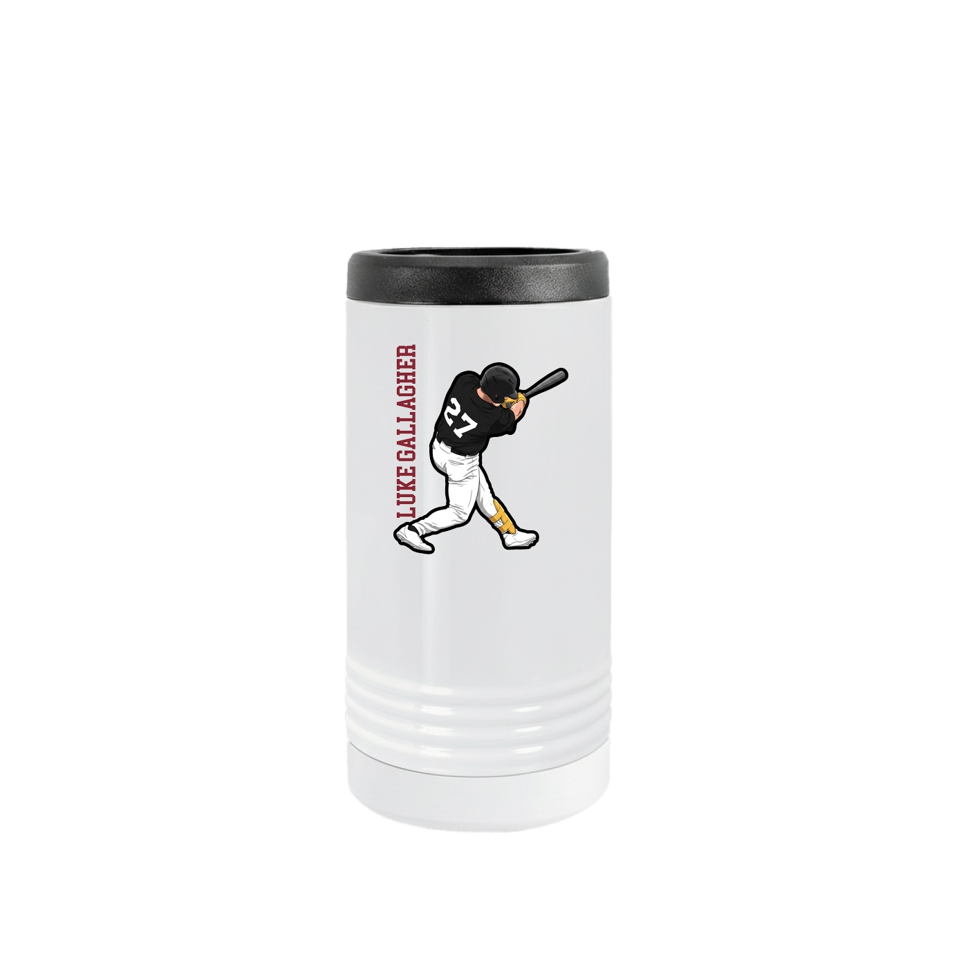 Slim Beverage Holder — Name Vertical in White