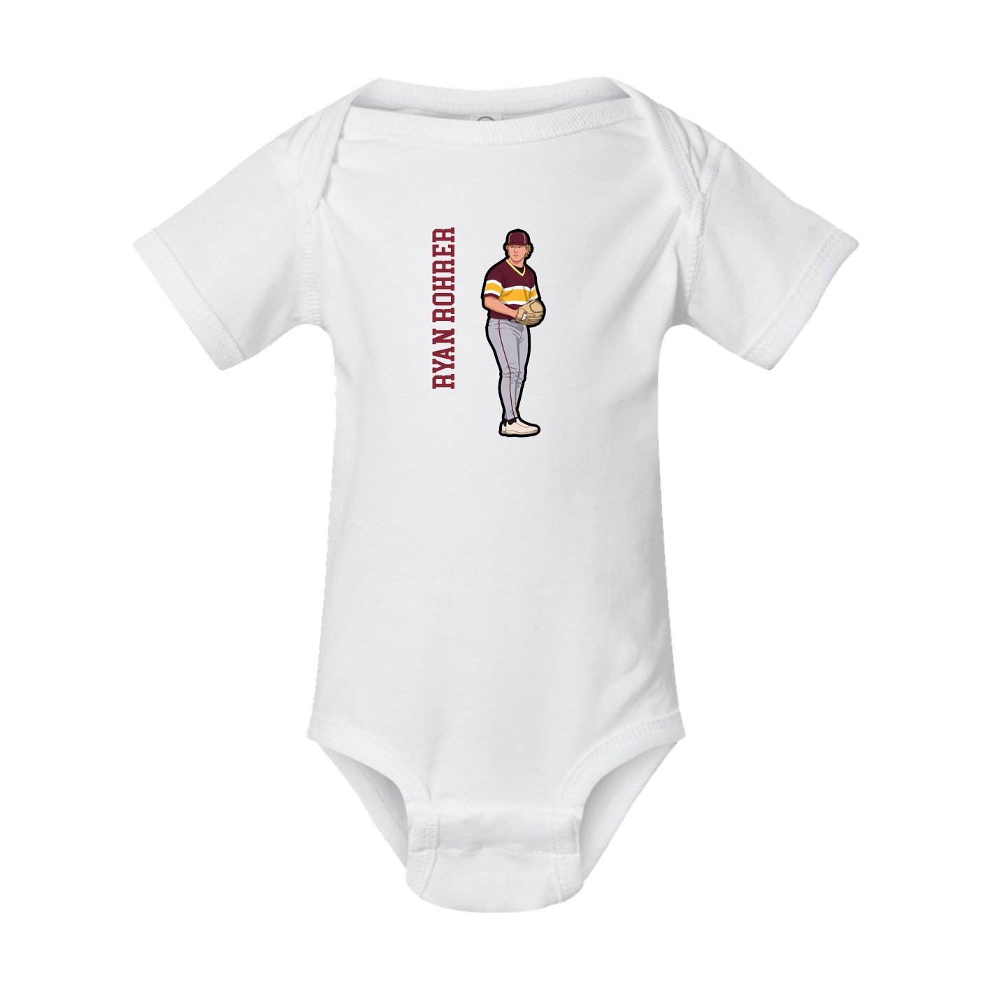 Baby Onesie — Name Vertical in White