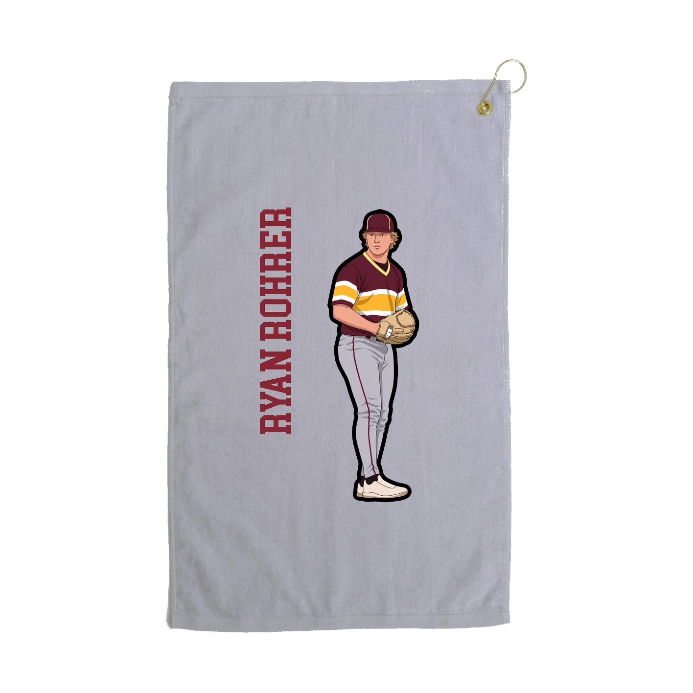 Golf Towel — Name Vertical in Grey