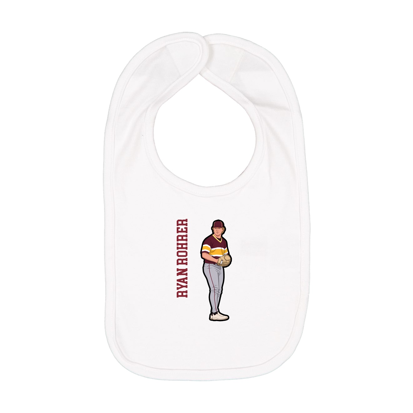Infant Bib — Name Vertical in White