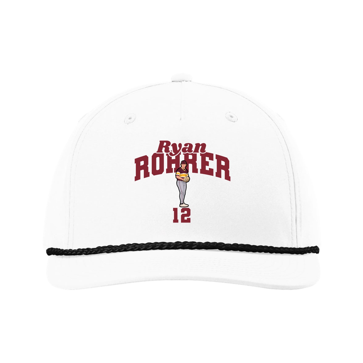 Five-Panel Classic Rope Cap — Signature Arch in White